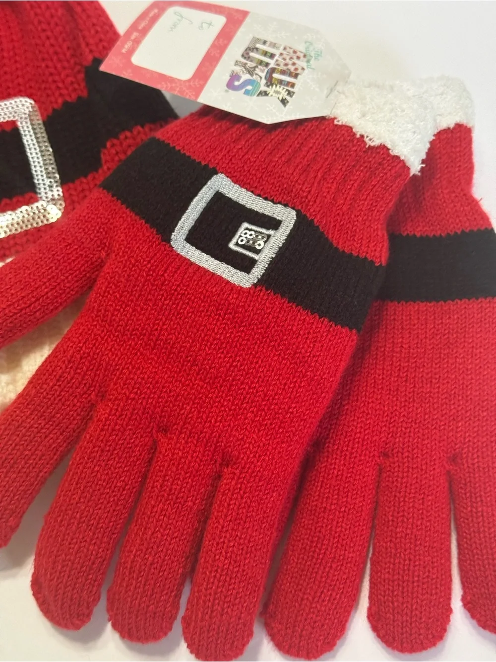 Muk Luks Red Knit Santa Hat & Gloves Set with Pom Pom NWT